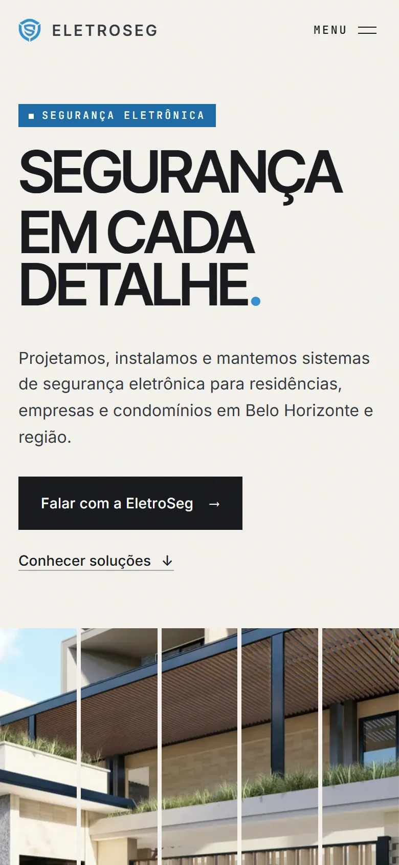 A mesma página no celular